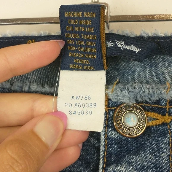 Y2K Vintage Abercrombie & Fitch Womens Cut Off Raw Waist Crop Button Fly Jeans 4 - Picture 9 of 13